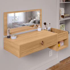 Penteadeira Bancada Camarim Suspensa Espelho 90cm Gaveta Divisória Nichos MakeUp Body Splash hanover