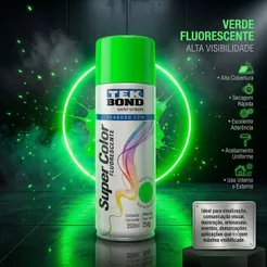 Tinta Spray Aerossol Fluorescente Verde 350ml/250g Tekbond