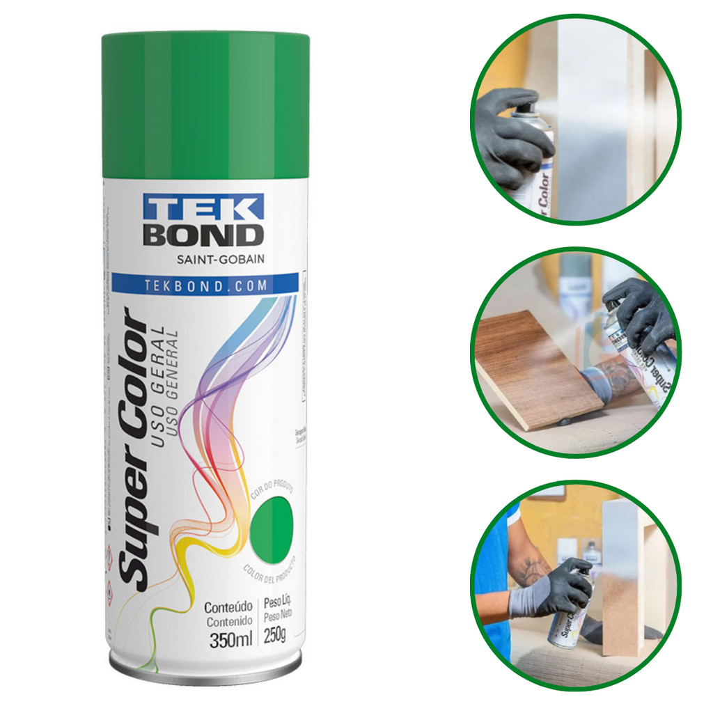 Tinta Spray Aerossol Verde Uso Geral 350ml 250g Tekbond