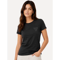 Camiseta Guess Feminina Chest Rubber Logo Original Preta