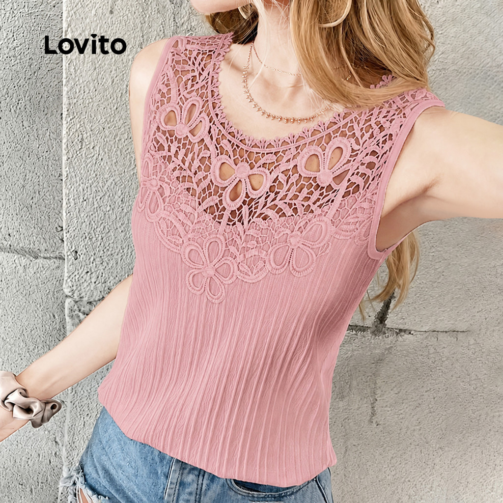 Lovito Casual Top Ruffle Neck Exquisito Top Rosa de Primavera/verão para mulheres L199ED379 · foto 2