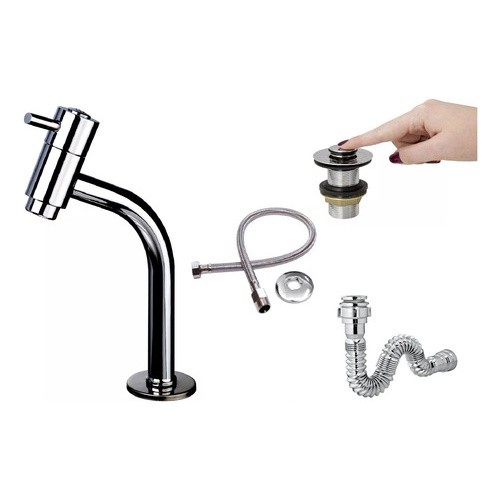 Kit Torneira Engate Flexível Válvula Click Sifão Completo
