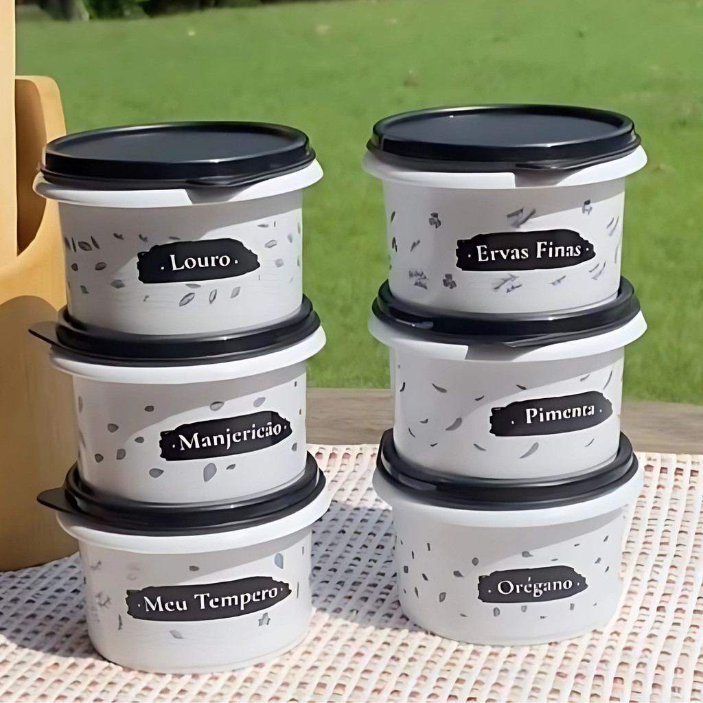 Kit 6 Potes Porta Condimentos 180ml Herméticos Tampa com Vedação Empilhável Alta Qualidade