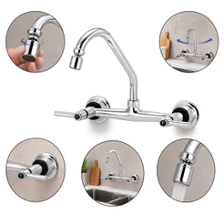 Torneira Misturador Cozinha Parede Arejador Articulado 1/4v Agua Quente Fria Anti Respingo