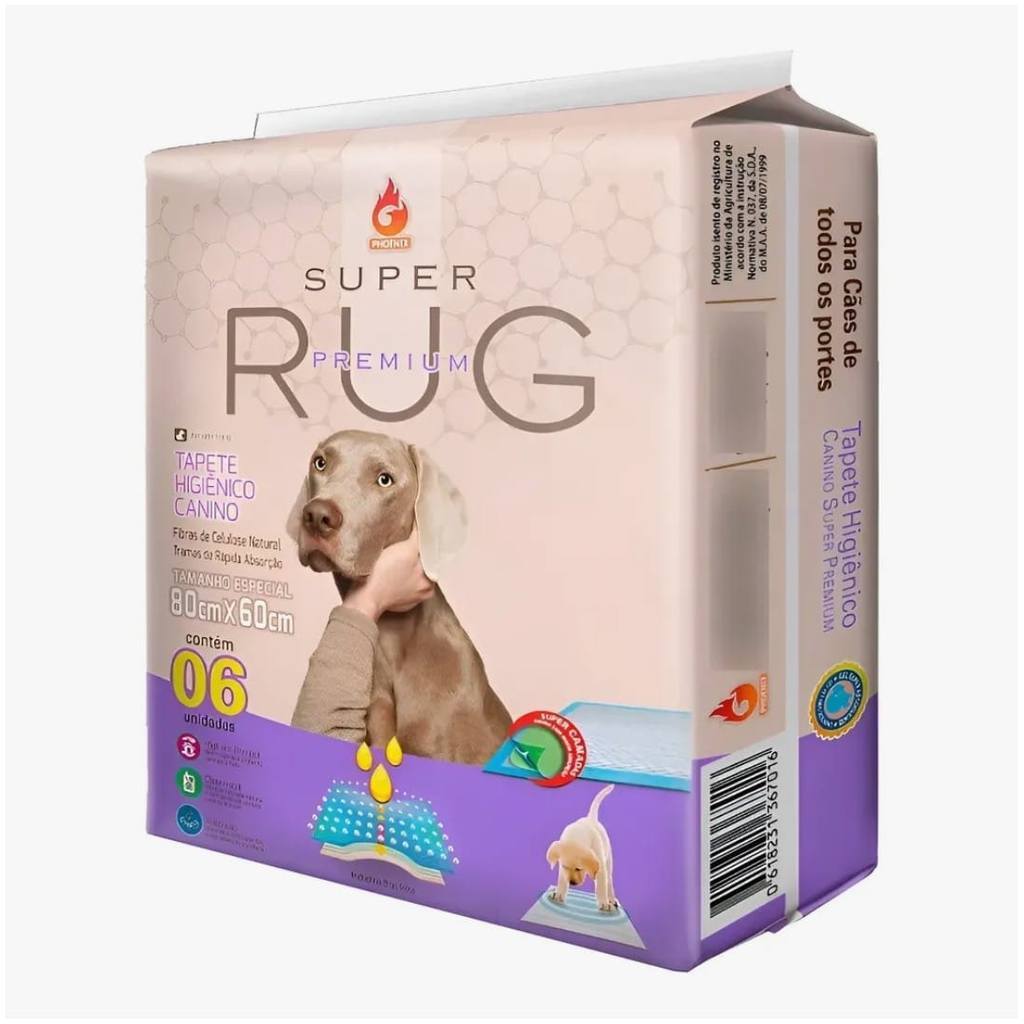Kit Tapete Higiênico Super Rug 80x60cm com 6un