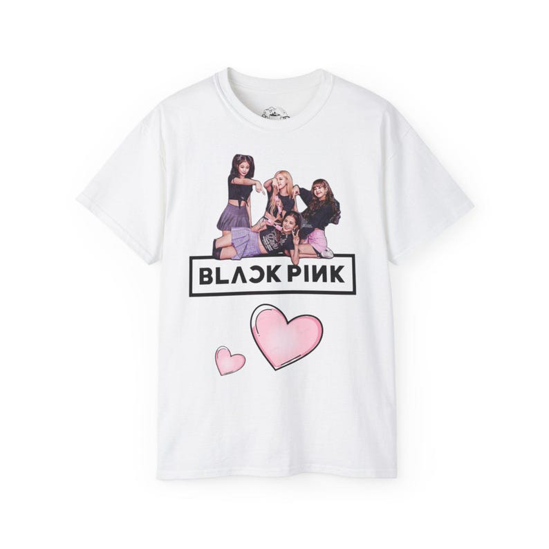Camiseta Masculina Feminina Oversized Estampa Blackpink Grupo e Corações, Camiseta Streetwear Kpop, Camiseta Casual