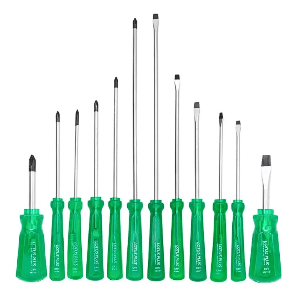 Kit Jogo de Chave Fenda e Phillips CRV Cromo Vanádio Imantada 12 Peças 1690 Lotus