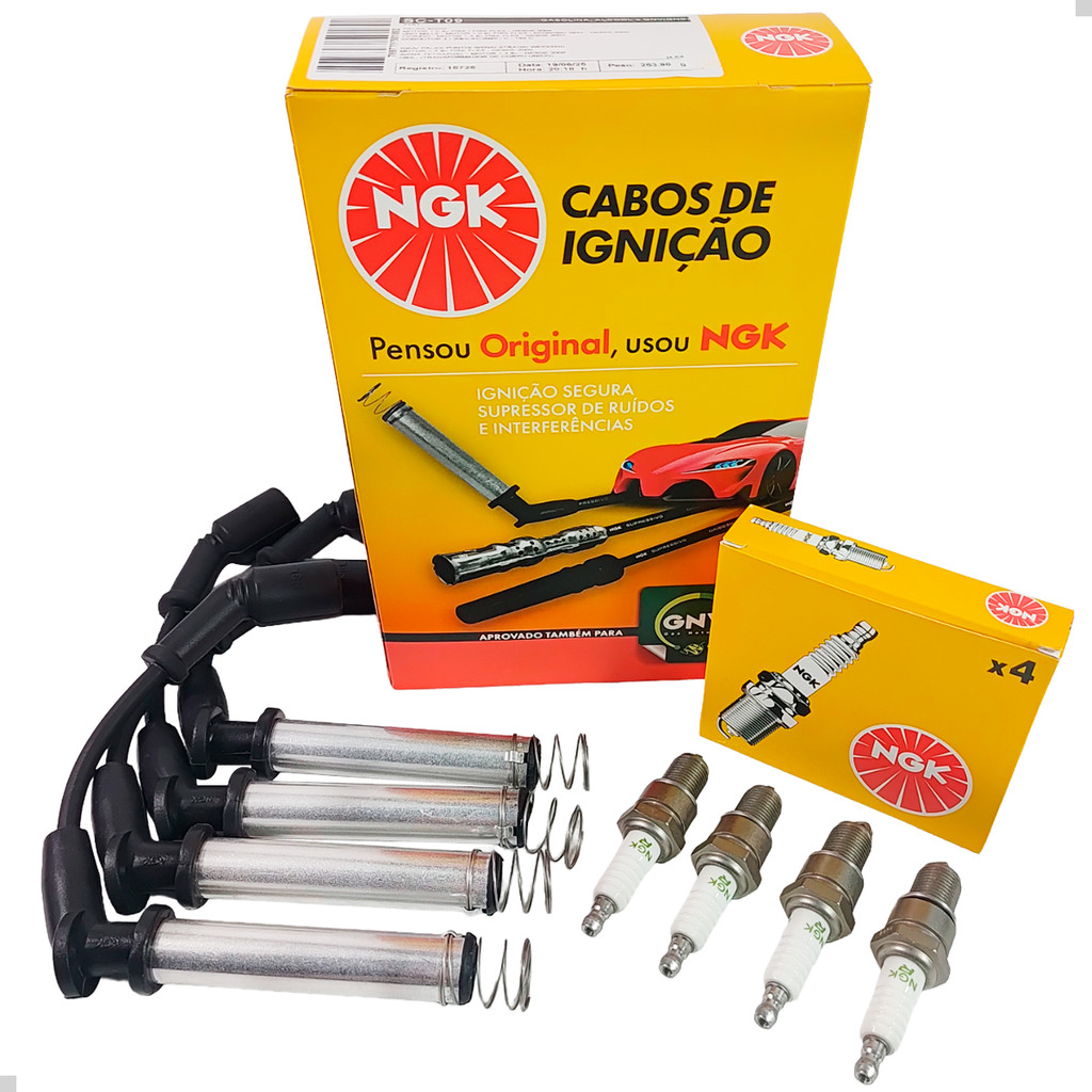 Jogo de Cabos e Velas Onix e Prisma 1.0 2015 2016 2017 2018 2019 Ngk