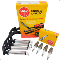 Jogo de Cabos e Velas Onix e Prisma 1.0 2015 2016 2017 2018 2019 Ngk