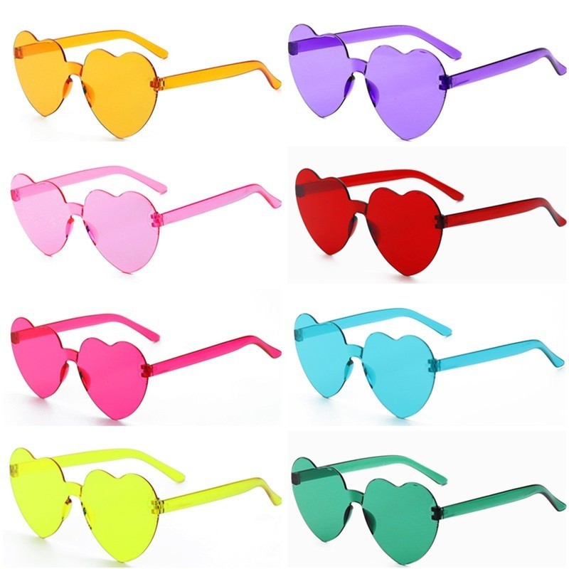 Óculos de sol de cor gelatinosa aprimorada de alta definição, pêssego, coração, europeu, americano, sem moldura, peça de