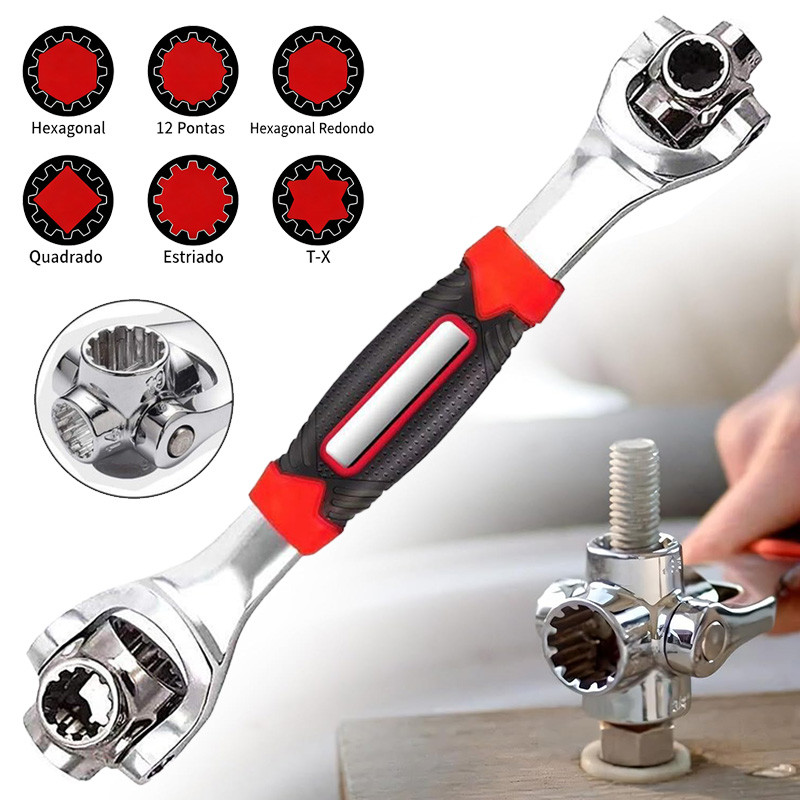 Chave Soquete 48 Em 1 Universal 360° Giratória Ferramenta Multifuncional Profissional Para Reparos Automotivos