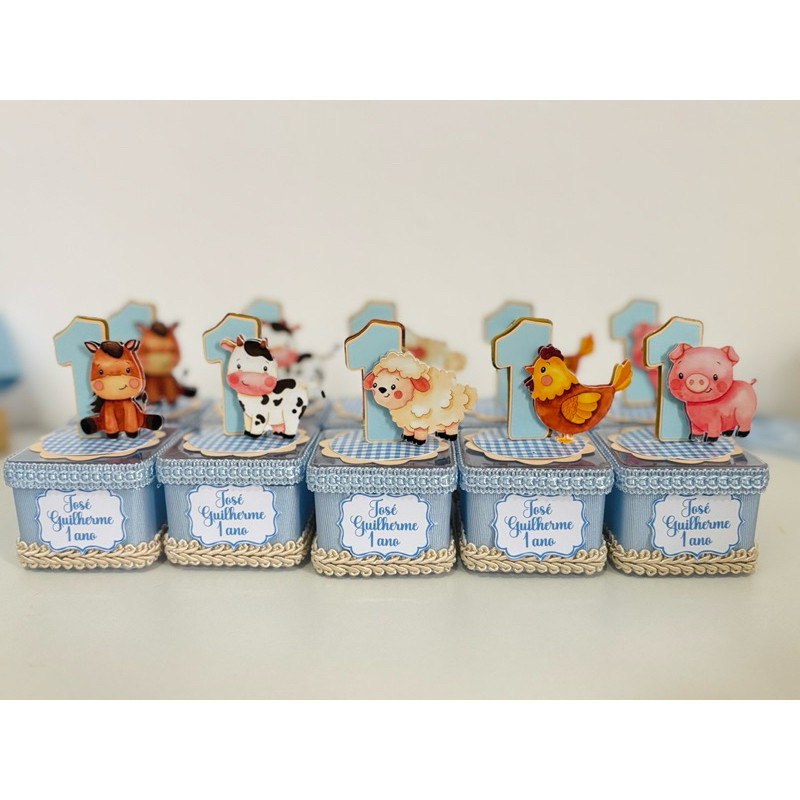 Lembrancinha Fazendinha | Kit Festa Fazendinha | Caixa acrilica Fazendinha Personalizada