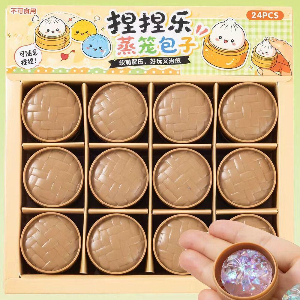 24 Pçs/set Mini Bolinhos Squishy , Macio Bonito Forma De Comida Pão De Cristal Mole , Com Vaporizador Fidget Brinquedo S