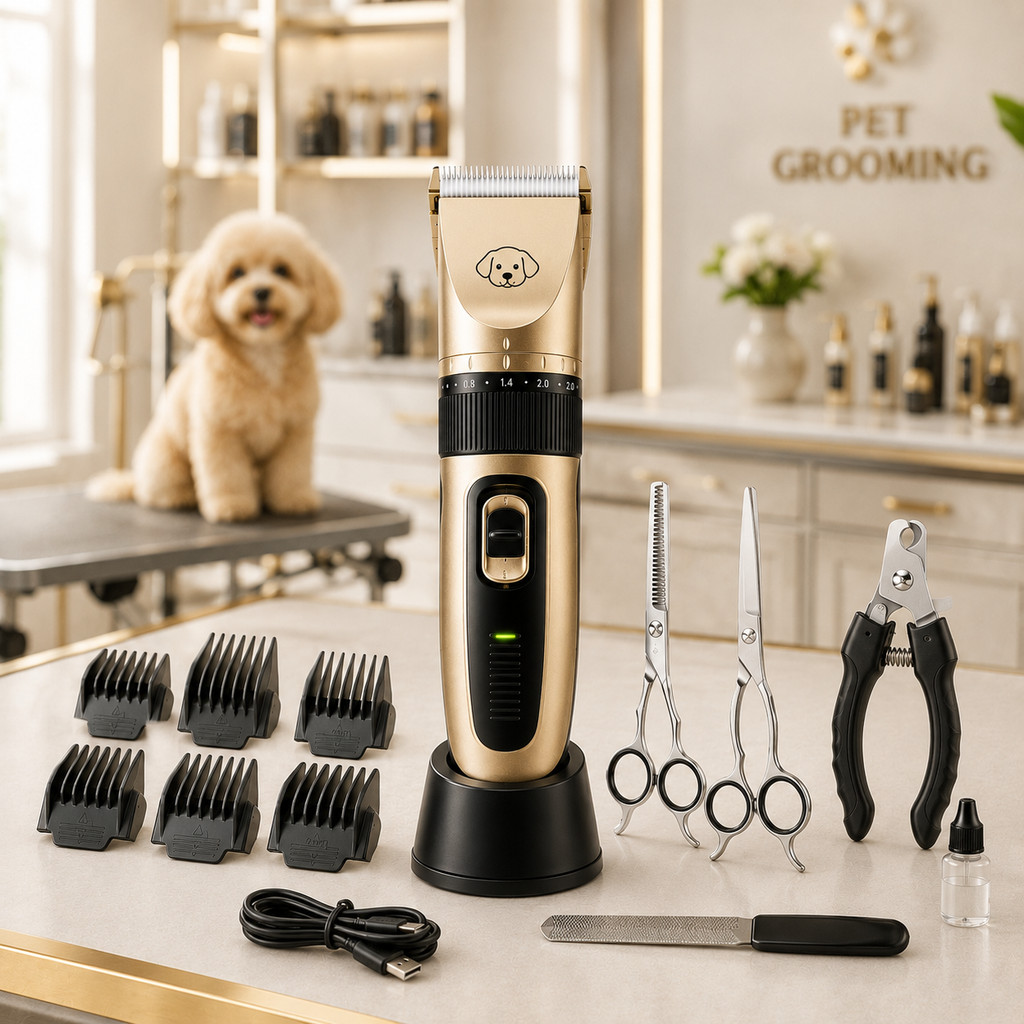 Máquina de Tosa Pet Recarregável Kit Completo Aparador de Pelos para Cães e Gatos