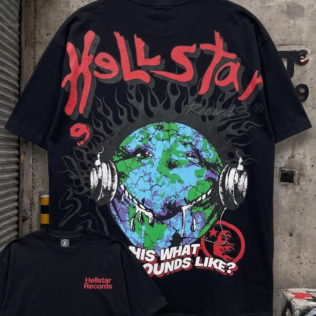 Camiseta Streetwear Estampada HELLSTAR PLANET Y2K Oversized Unissex: O Estilo Autêntico dos Anos 2000 que Faltava