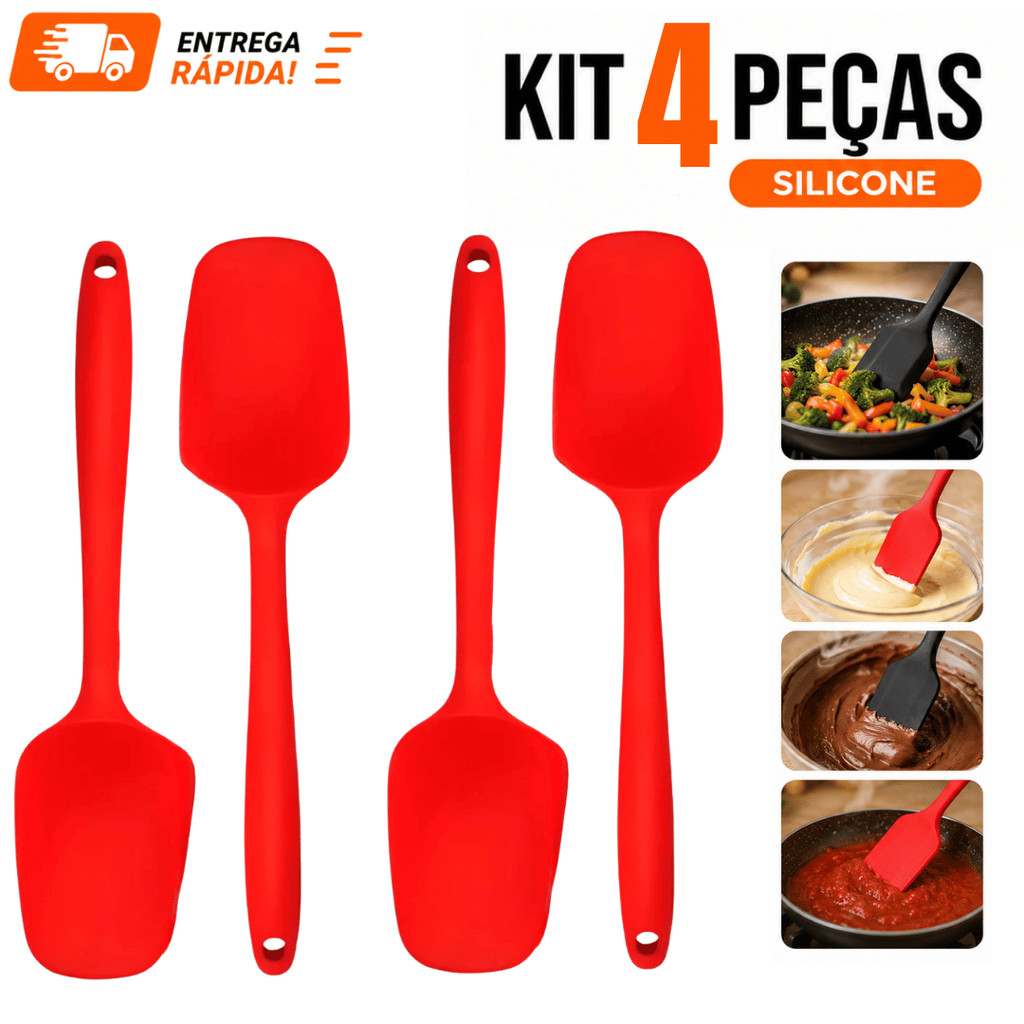 Espátula Reta de Silicone Vermelha Ou Preta Multiuso 27cm Tamanho Grande Resistente Alta Temperatura Uso Geral