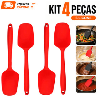 Espátula Reta de Silicone Vermelha Ou Preta Multiuso 27cm Tamanho Grande Resistente Alta Temperatura Uso Geral