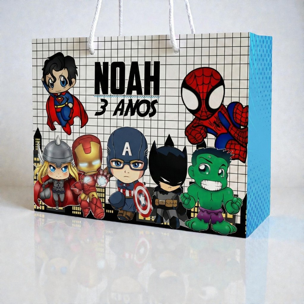 SACOLA  HEROIS CUTE   Personalizado | Sacolinha | Lembrancinha | Mimos | Aniversário HEROIS BABY VINGADORES