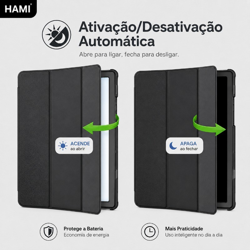 HAMI Capa para iPad Anti Impacto Silicone com Porta Caneta Suporte Triplo Auto Wake/Sleep