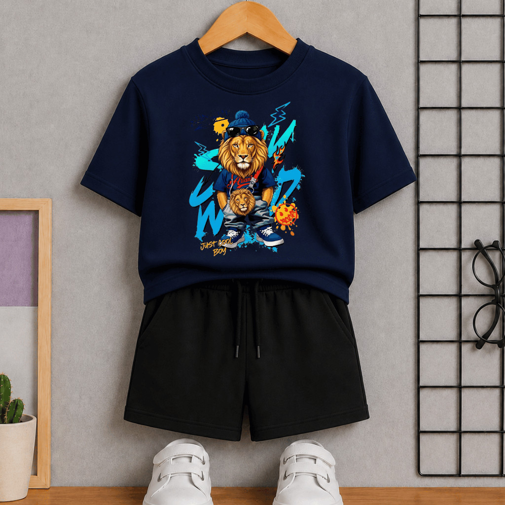 Conjunto Infantil Camiseta+Bermuda Masculino Estiloso Street Premium 2 ao 16