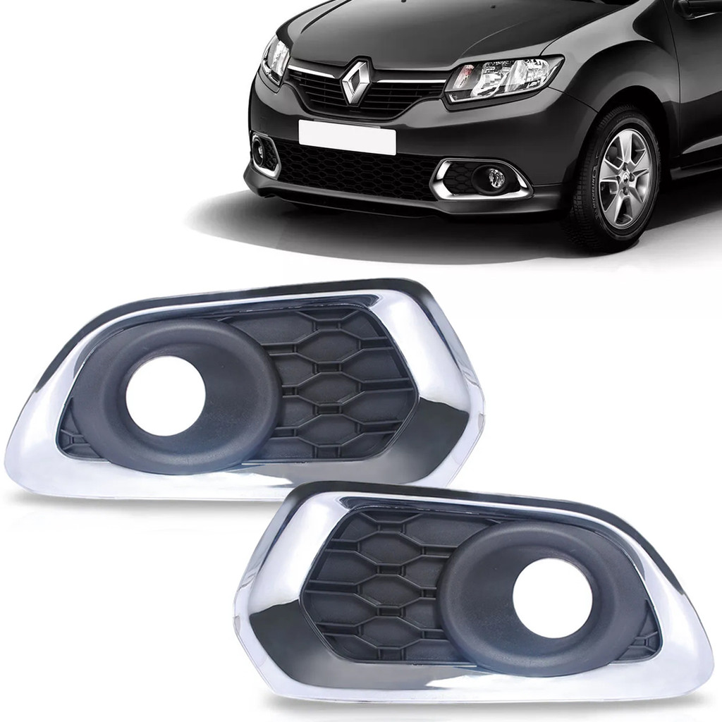 Grade Moldura Farol De Milha Logan Sandero 2015 2016 2017 2018 2019 2020 Friso Cromado
