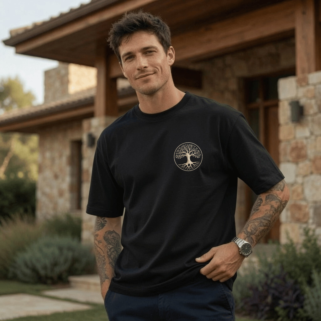 Camiseta Masculina Estampada Arvore Peito 100% Algodão Premium Camisa Blusa Homem Academia Confortavel Plus Size