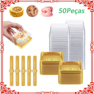 50/100/150 caixa para pão de mel quadrado - dourado