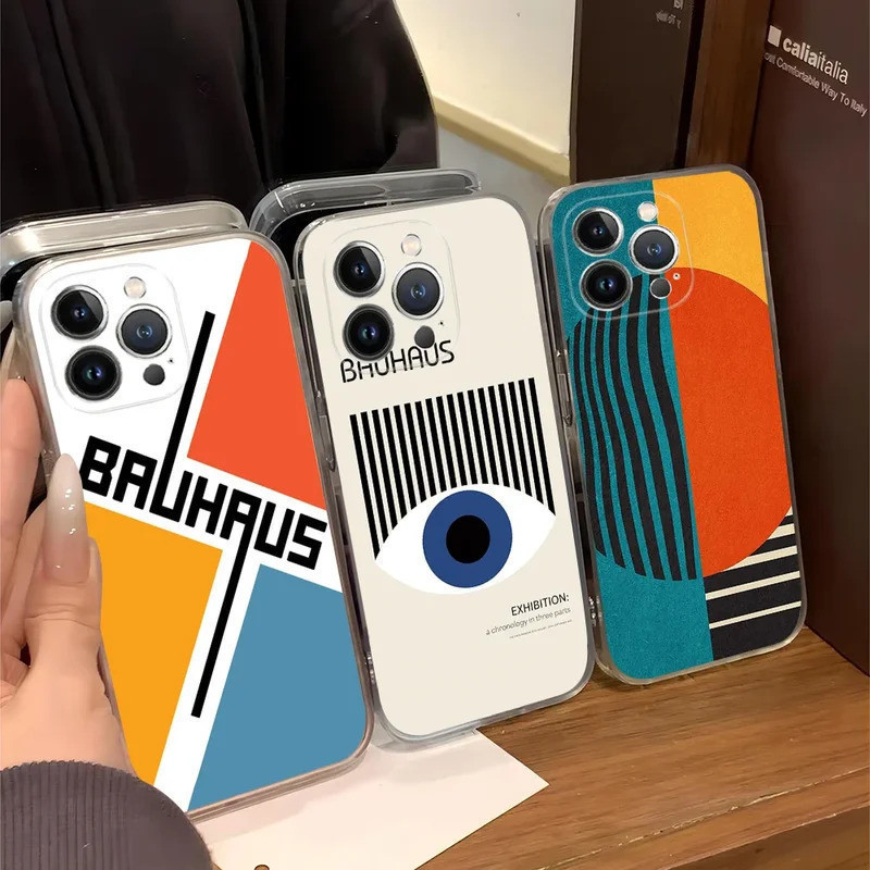Capa de Telefone com Arte Geométrica Bauhaus para Samsung S25 S24 S23 S22 S21 S20 FE Note20 Note10 Plus Ultra Lite 5G, C