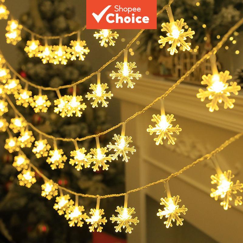 Bateria, Luzes de Fada de LED em Forma de Floco de Neve, Guirlanda Decorativa para Árvore de Natal, para Decoração de
