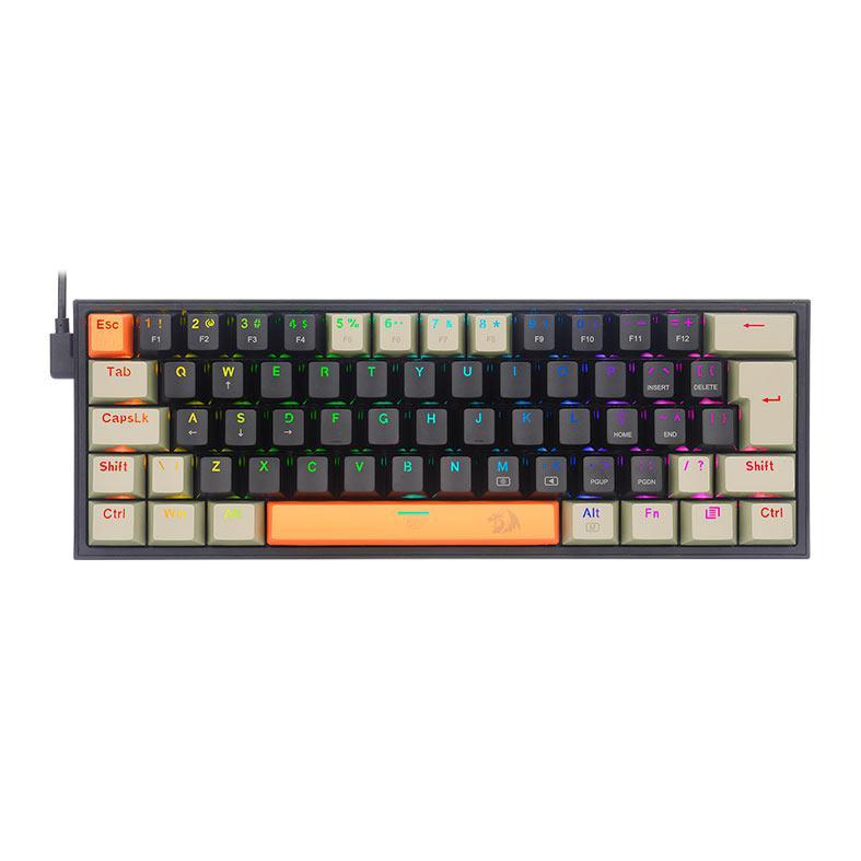 Teclado Mecanico Gamer Redragon Fizz, RGB, Switch Marrom, Preto, K617RGB-OG-BK-GY