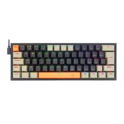 Teclado Mecanico Gamer Redragon Fizz, RGB, Switch Marrom, Preto, K617RGB-OG-BK-GY