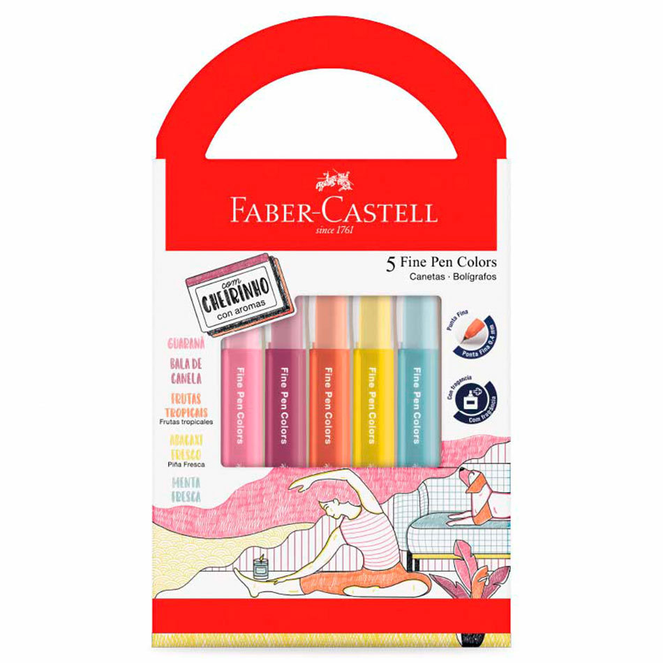 Caneta hidrográfica Fine Pen Revigora & Energiza FPB/ES5REZF/357731 com 5 unidades Faber-Castell