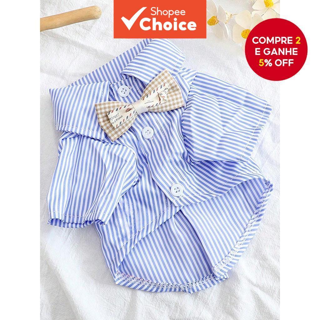 Camisa Listrada Azul Para Animais De Estimação , Formal De Quatro Estações Gatos Pequenos E Médios , Camiseta Cães , Cal