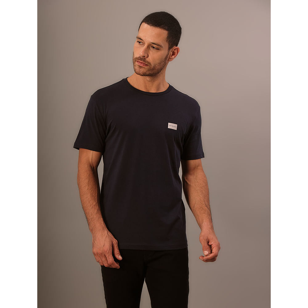 Camiseta Manga Curta Calvin Klein Jeans Masculino Com Logotipo - Marinho