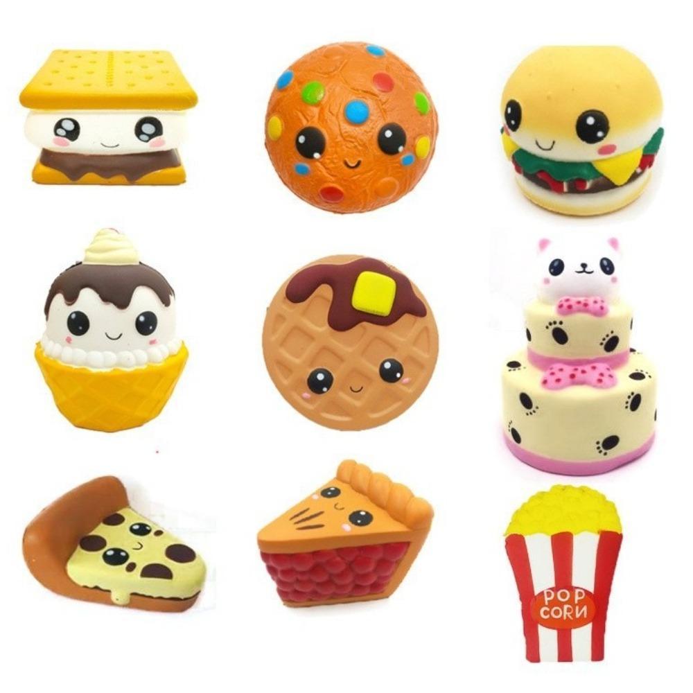 Brinquedo PEONYQ Squeeze Fidget , Brinquedos De Apertar Para Bolo De Chocolate Com Expressão Jumbo , Pipoca De Waffle De