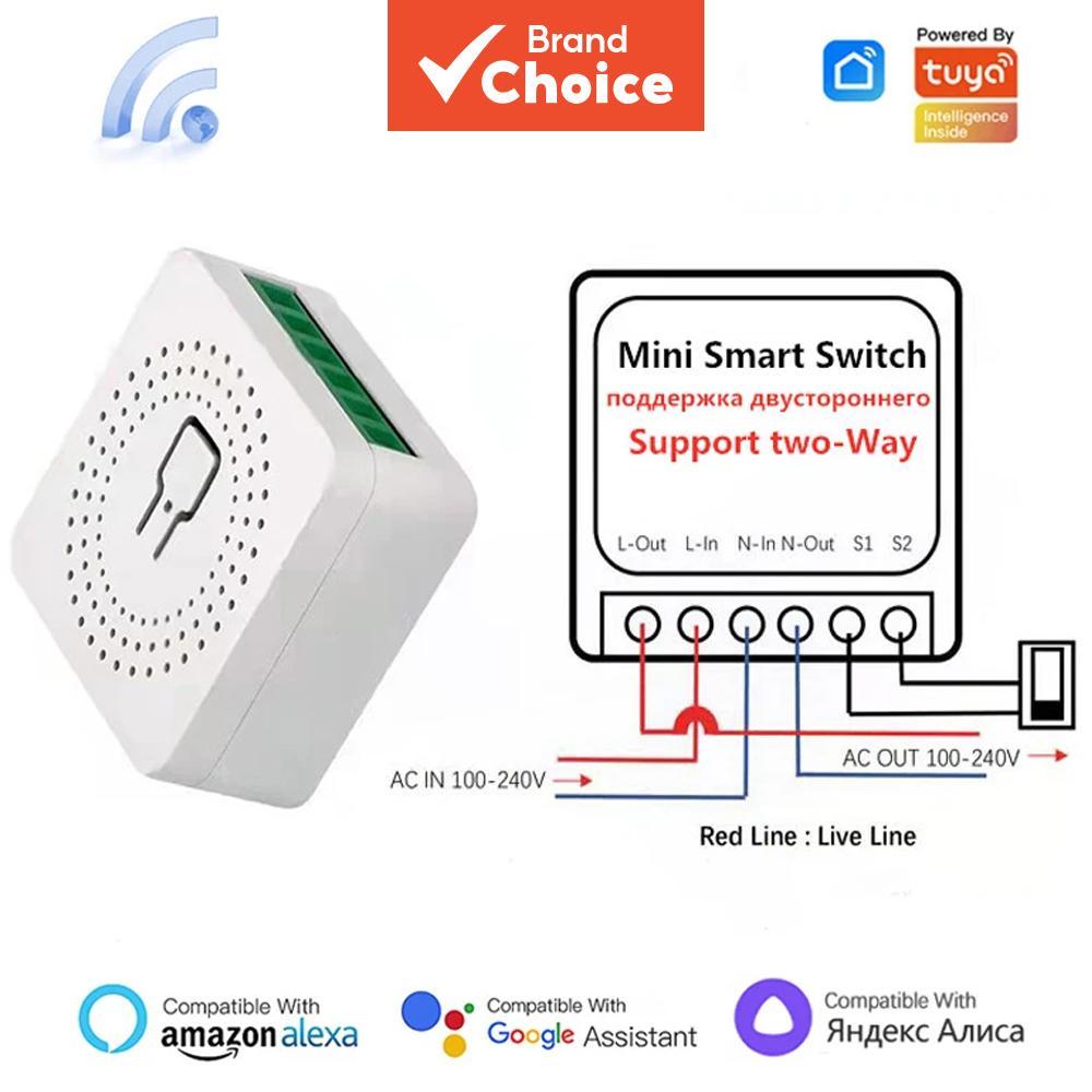 Módulo Mini Interruptor WiFi Tuya AXUS, Controle Inteligente 2 Vias, Interruptores DIY para Casa Inteligente, Compatível