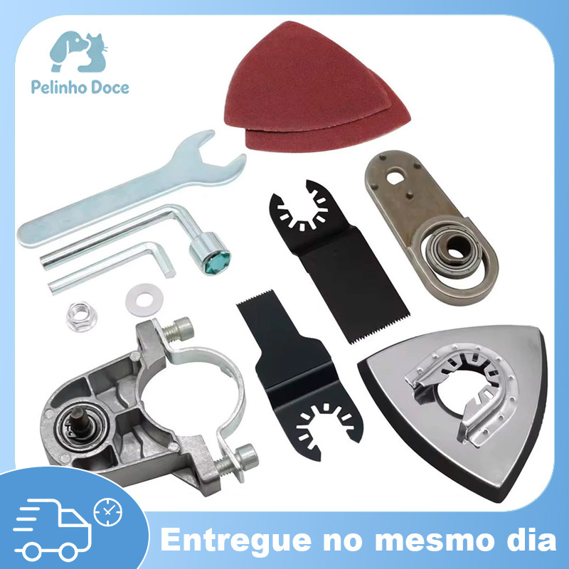 Kit Adaptador Lixadeira Esmerilhadeira Multifunção Oscilante Acessórios Disco de Corte Lixa