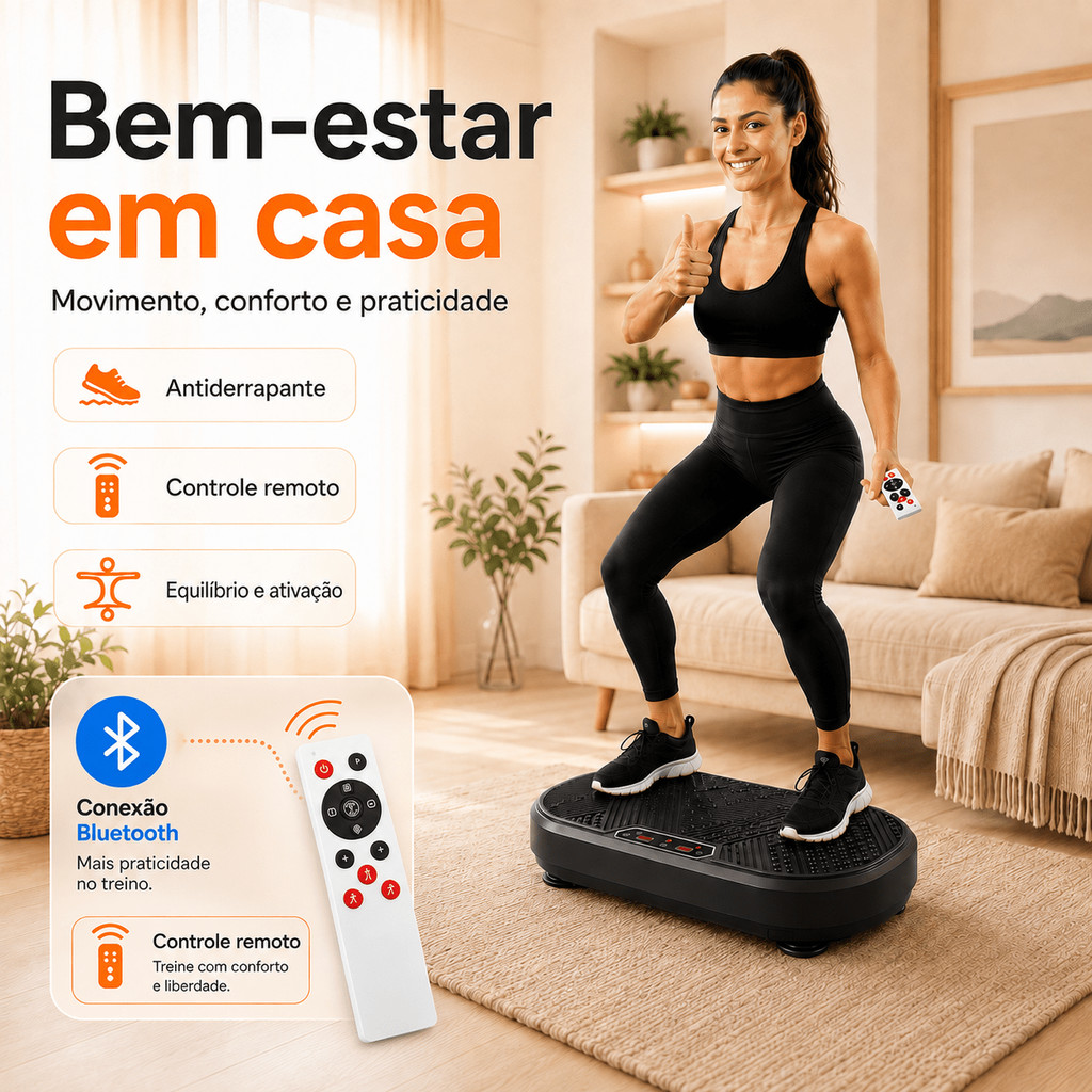 Plataforma Vibratória Maquina Para Queimar Gordura, Alivia Dores, Tonifica+Ate 150kg