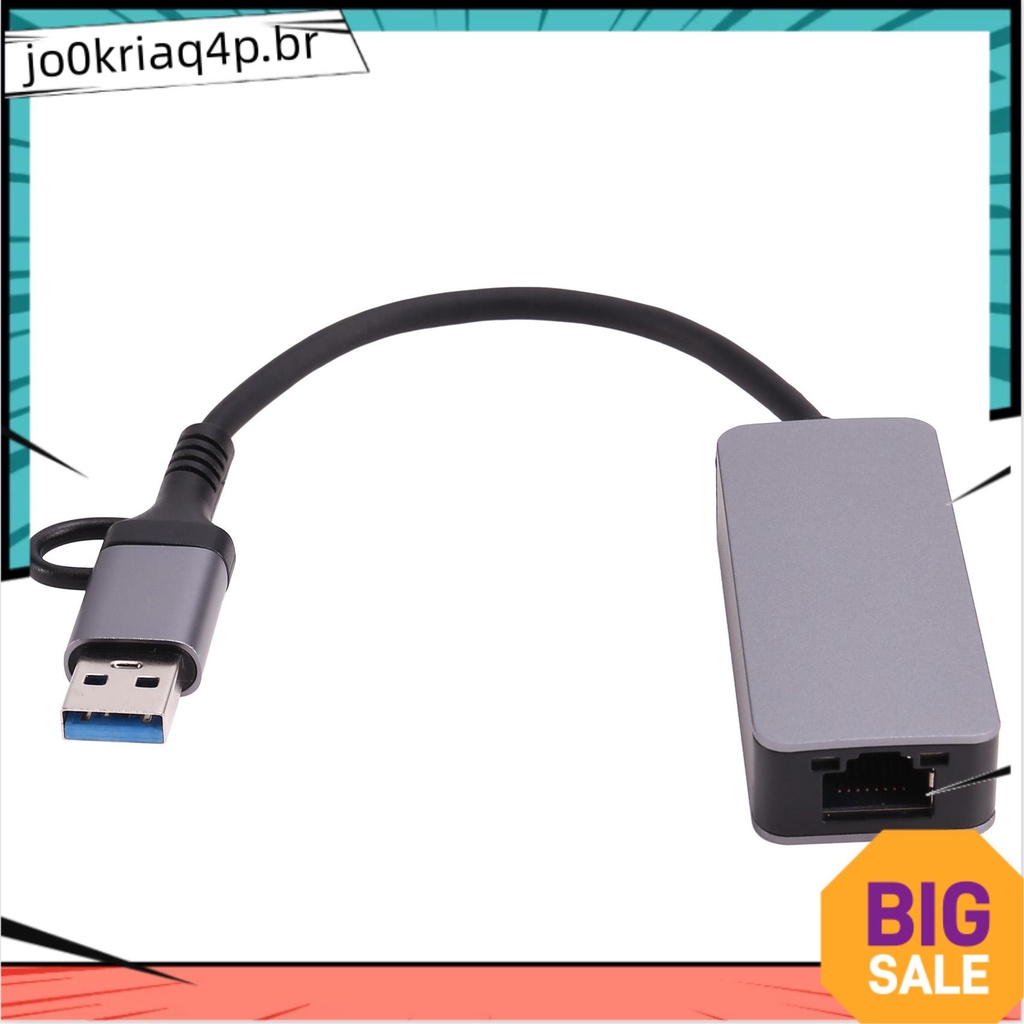 Adaptador Ethernet 2.5 Gigabit Tipo-C USB 3.0 Para RJ45 LAN 2500Mbps Placa De Rede 2.5G De Alta Velocidade NAS Laptop PC