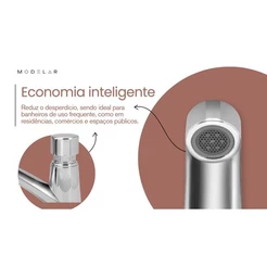 Torneira Lavatório Automática Abs Botão Em Aço Inox