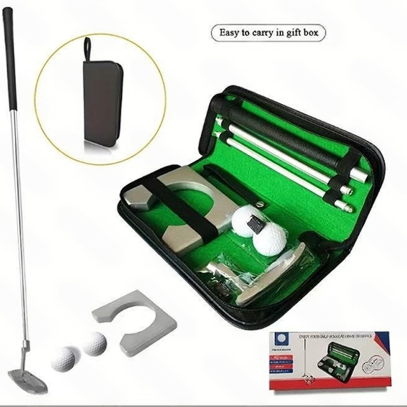Treeling Travel Golf Putting Practice Set Com Estojo Compacto Junted Putter Seções Bolas De Prática E Auxiliares De Guia