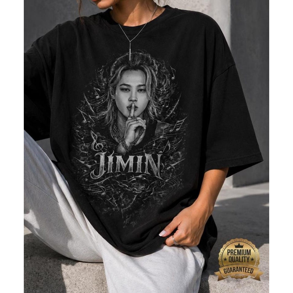 Camiseta Masculina Feminina Oversized Estampa Jimin K‑pop T‑shirt Streetwear Camiseta Vintage de Idol Coreano