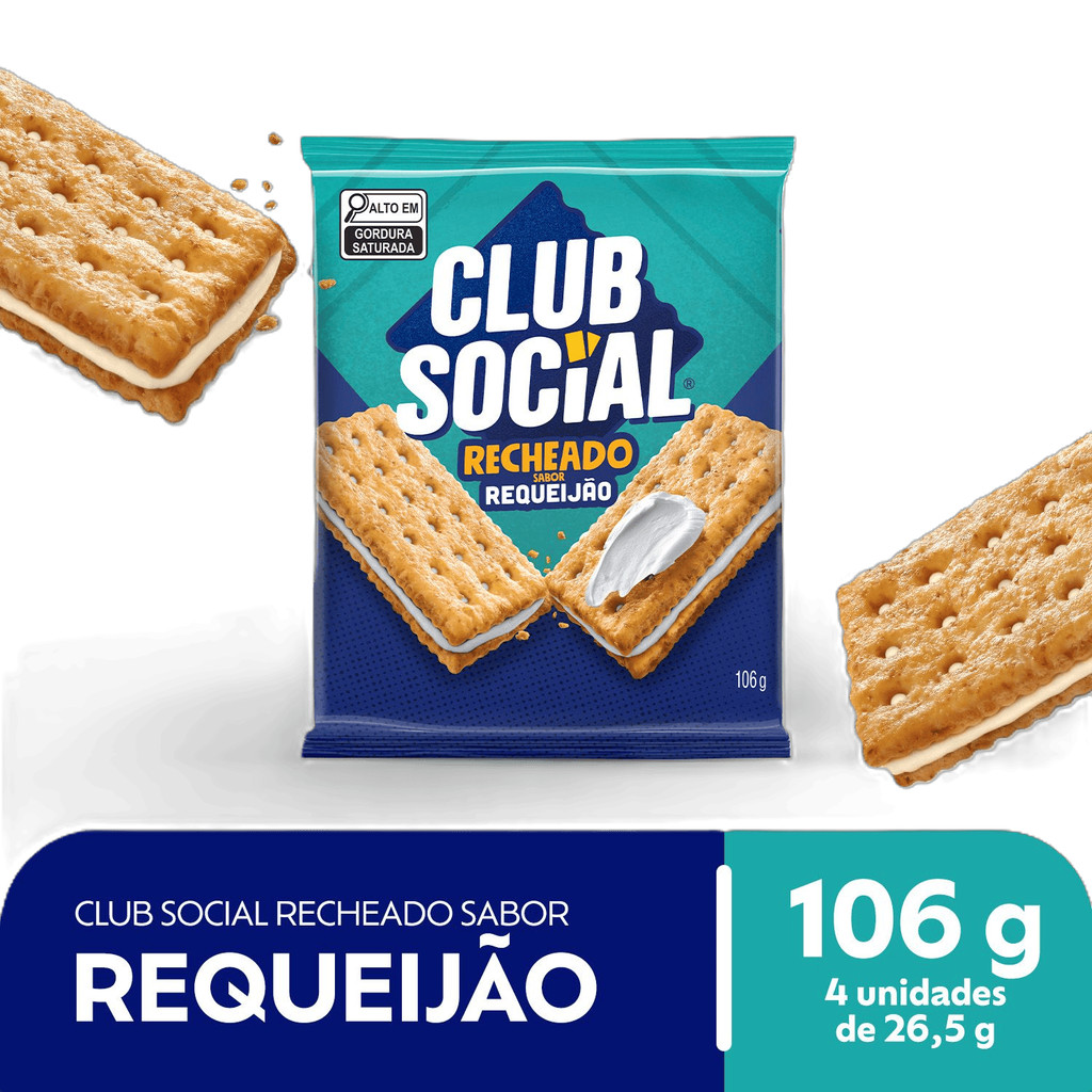 Club Social Biscoito Salgado Recheado Requeijao 106g