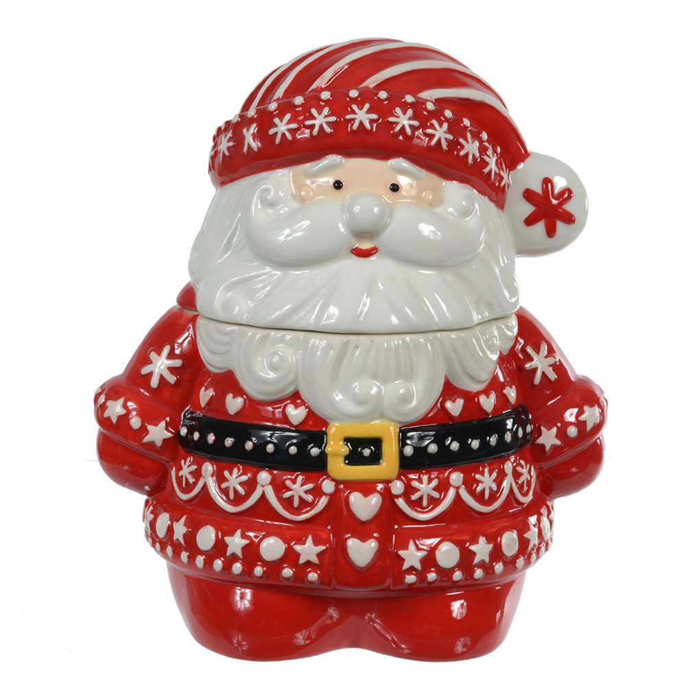 Pote Papai Noel Cerâmica Natal Decorativo Vermelho