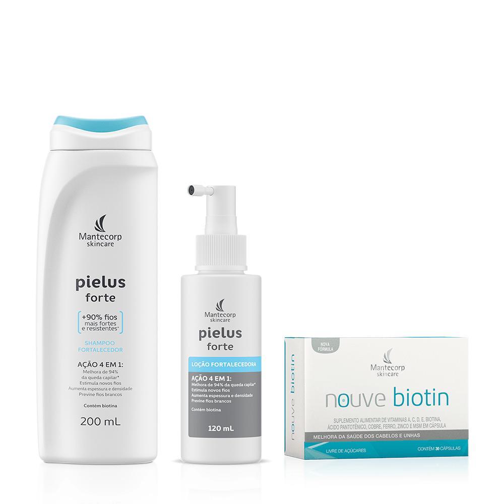 Kit Shampoo Pielus Forte 200mL + Loção Pielus Forte + Nouve Biotin
