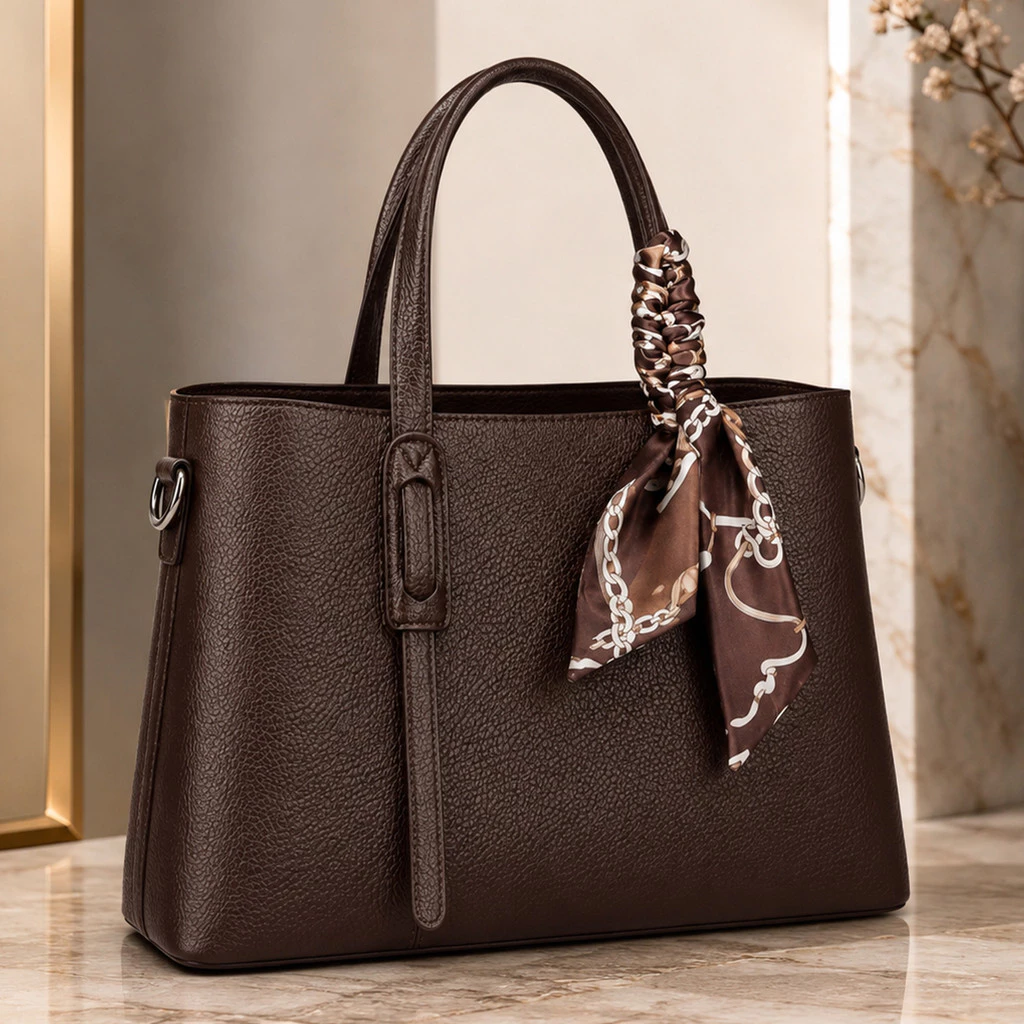 Bolsa Feminina de Mão PU Acabamento Premium com Lenço Alça Removível Transversal Ideal para Dia a Dia e Ocasiões Casuais — imagem 1