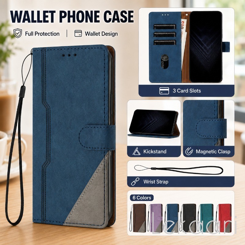 Retro Flip Case Para Samsung Galaxy A72 A52 A52S A42 A32 A22 A22S A12 A02S A02 M42 M32 M12 M02 Colorblock Carteira Titul