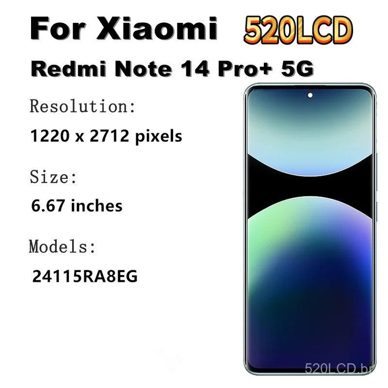 AMOLED para Xiaomi Redmi Note 14 Pro+ 5G LCD 24115RA8EG Conjunto de Tela Sensíve