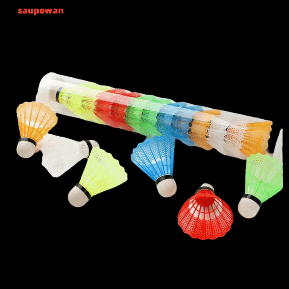SAUPEWAN 12 Peças De Petecas De Nylon , Badminton De Plástico Multicoloridas De Design Durável , Voo Uniforme