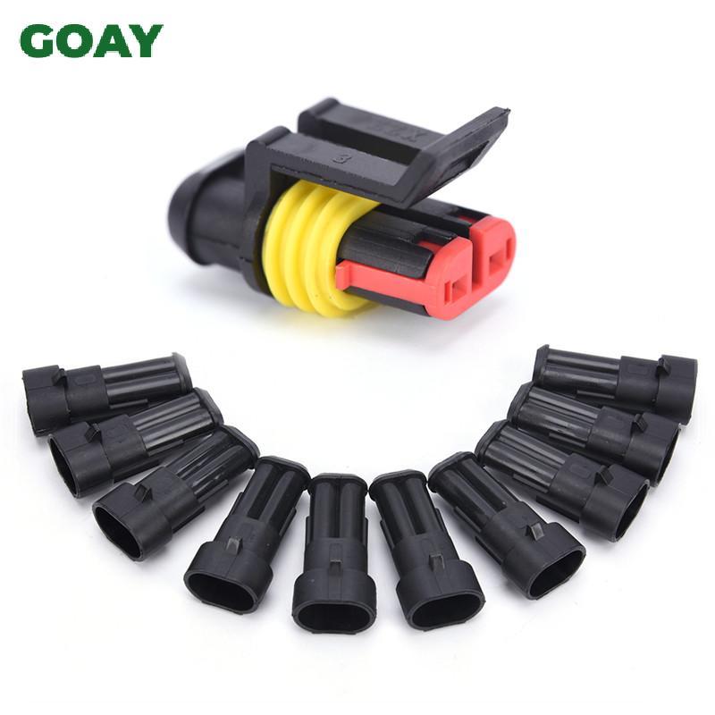 Madeira 10 Kits 2 Pinos Maneira Selada À Prova Dwaterproof Água Fio Elétrico Conector Plug Carro Conjuntos De Automóveis